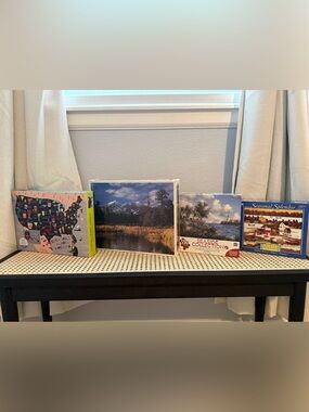 Bundle of FOUR Puzzles x3 1000 piece, x1 550 piece, Landscape Vintage Cocktails